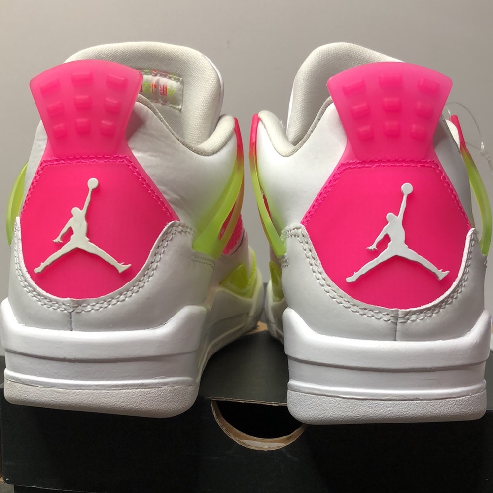 JORDAN 4 RETRO  (GS) Lemon Venom white/pink/lime green 3.5 Y